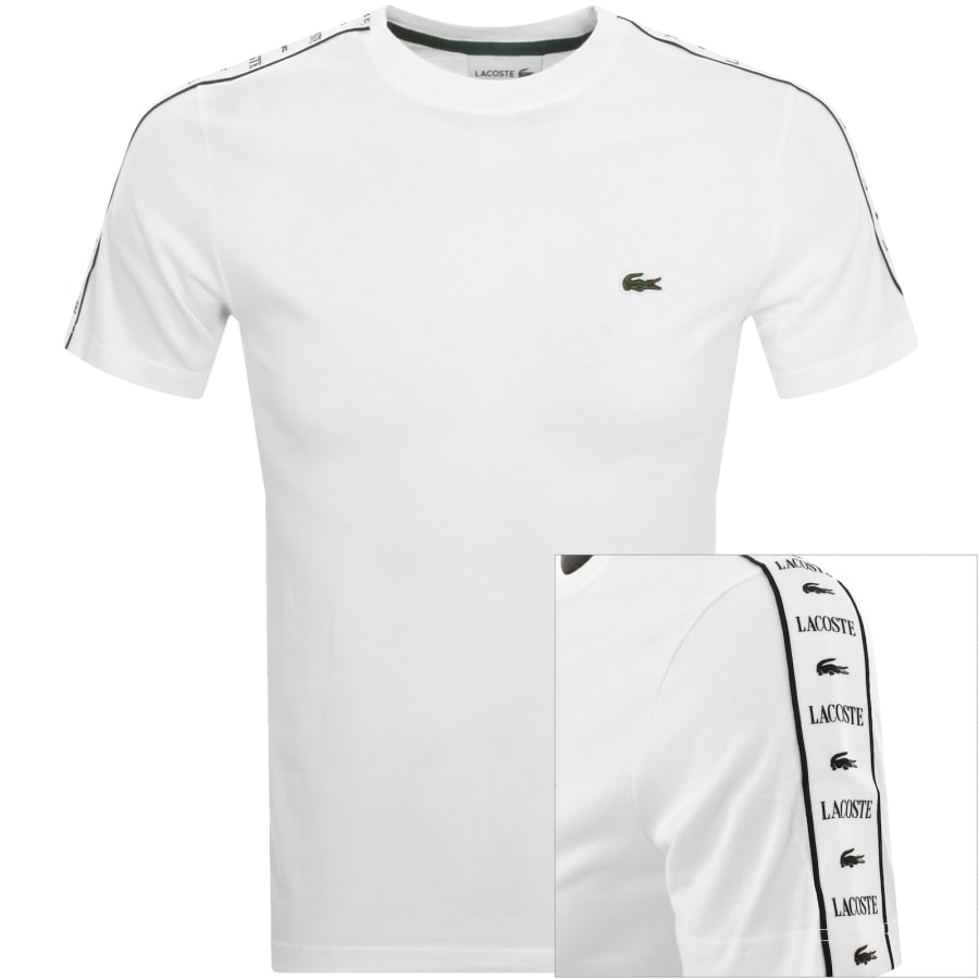 Lacoste Tape Logo Crew Neck T Shirt White Mainline Menswear Denmark